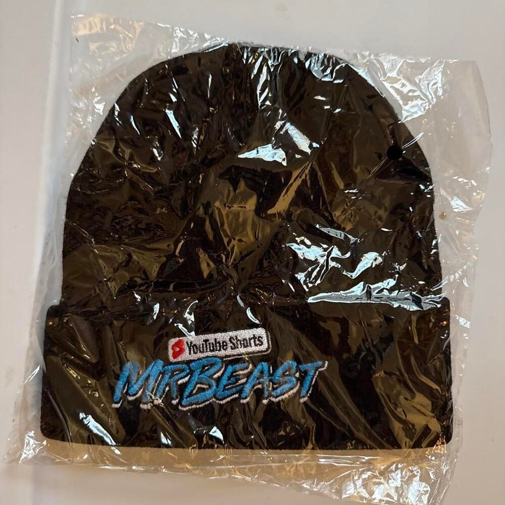Mr. Beast Black Beanie with YouTube Shorts Logo (NWT)